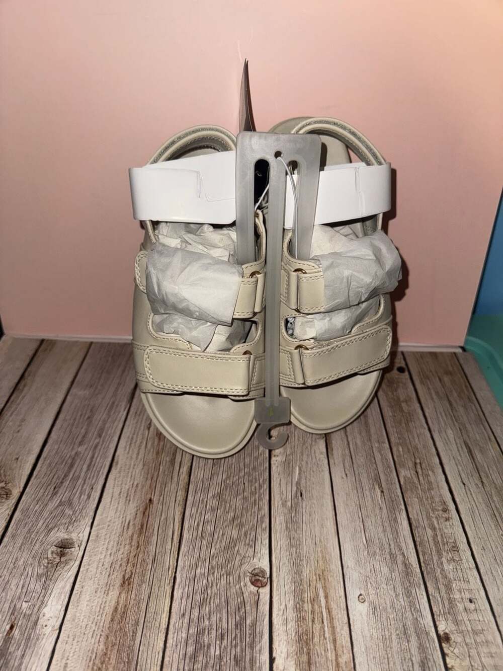 Art Class Girls' Triple Strap Platform Sandals, Cream, Size 1 - Picture 2 of 4